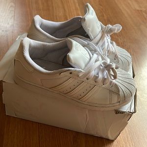 All white Size 13k superstar Adidas
